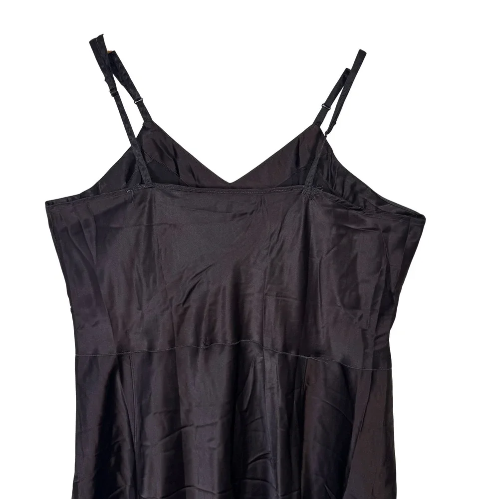 Vintage 1950s Bur-Mil Lingerie Satin Slip Dress Size 40‎ Chocoloate Brown Midi